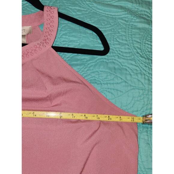 Ann Taylor LOFT Outlet Size Large Sleeveless Pink Blouse‎ With Embroidered Neck - Picture 7 of 7